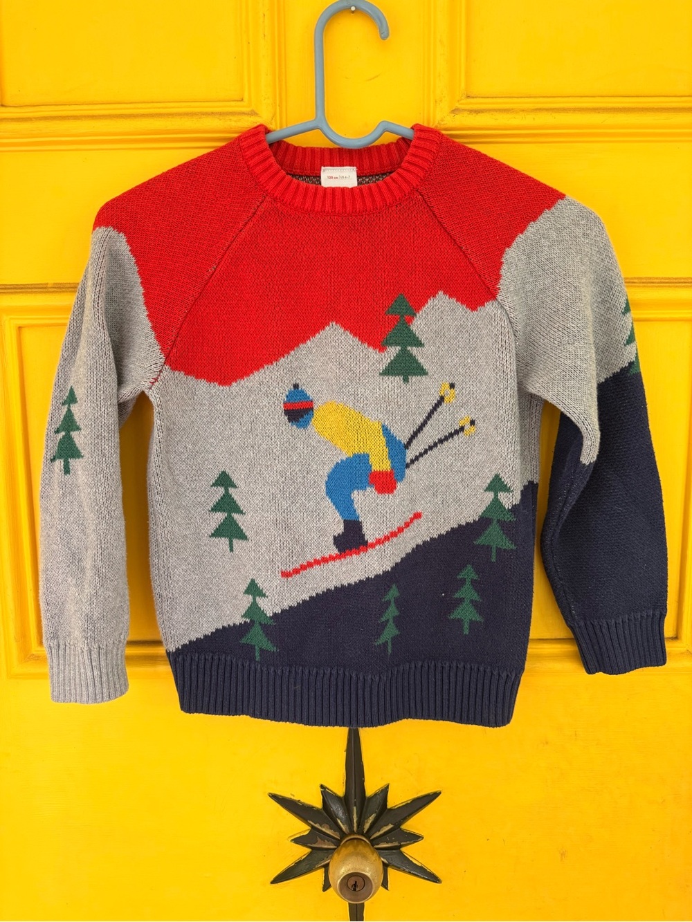 Kids Red & Gray Ski Crewneck Sweater